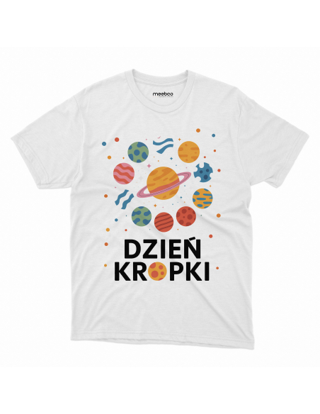 Koszulka Dziecięca "Dzień kropki - Planety" Czarna | 100% Bawełna