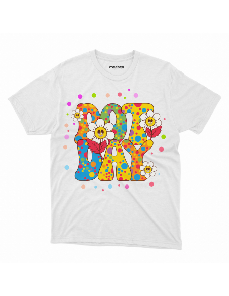 Koszulka Dziecięca "Dot Day - Kwiatki" Czarna | 100% Bawełna