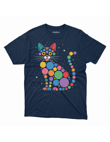 Koszulka Dziecięca "Dzień kropek - Kotek z kropek" Czarna | 100% Bawełna