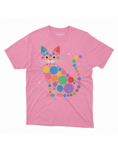 Koszulka Dziecięca "Dzień kropek - Kotek z kropek" Czarna | 100% Bawełna