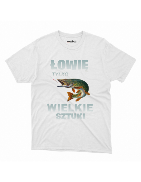 Koszulka Męska "Łowię tylko wielkie sztuki" Czarna | 100% Bawełna