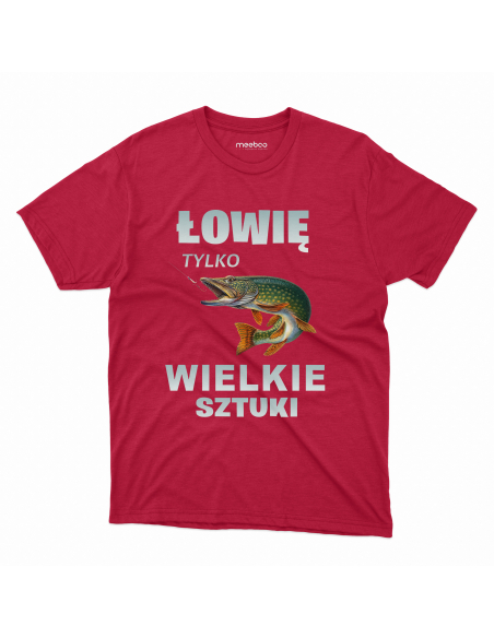 Koszulka Męska "Łowię tylko wielkie sztuki" Czarna | 100% Bawełna