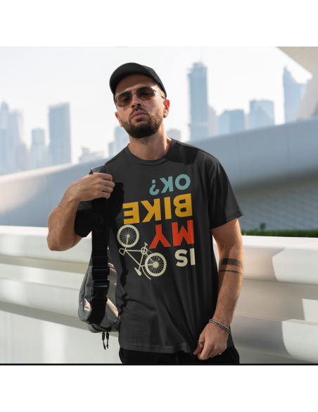 Koszulka Męska "Is my bike ok?" Czarna | 100% Bawełna
