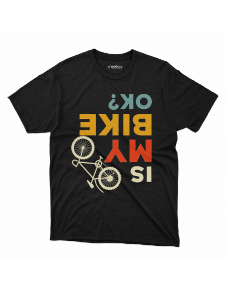 Koszulka Dziecięca "Is my bike ok?" Czarna | 100% Bawełna