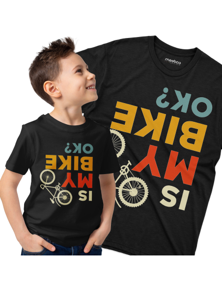 Koszulka Dziecięca "Is my bike ok?" Czarna | 100% Bawełna