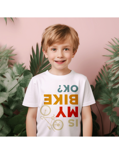 Koszulka Dziecięca "Is my bike ok?" Czarna | 100% Bawełna