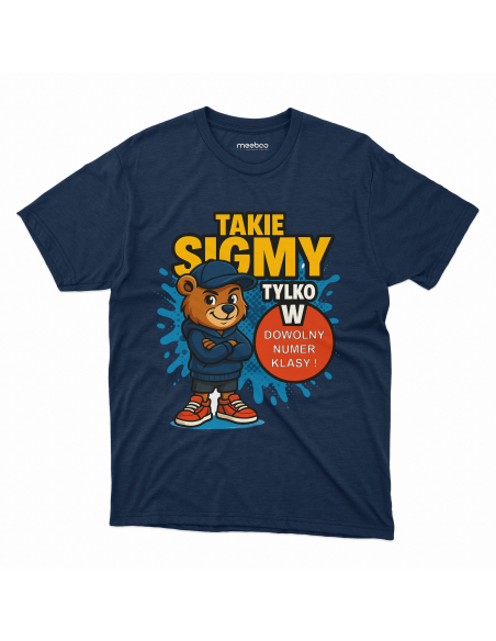 Koszulka Męska "Takie sigmy tylko w + Twój numer" Czarna | 100% Bawełna