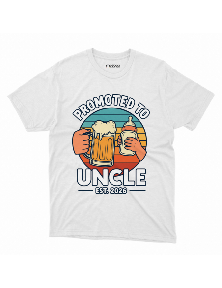 Koszulka Męska "Promoted to Uncle" Czarna | 100% Bawełna