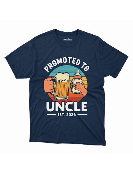 Koszulka Męska "Promoted to Uncle" Czarna | 100% Bawełna