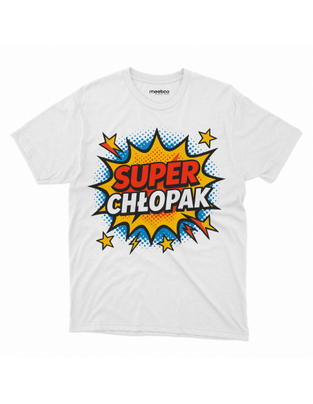 Koszulka Męska "Super chłopak" Czarna | 100% Bawełna