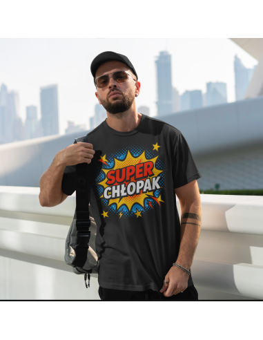 Koszulka Męska "Super chłopak" Czarna...