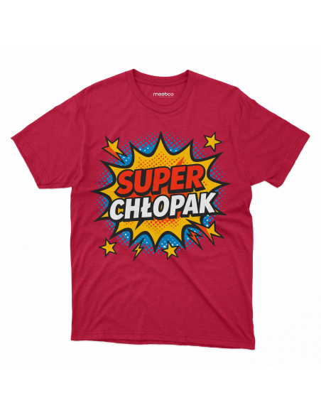 Koszulka Męska "Super chłopak" Czarna | 100% Bawełna