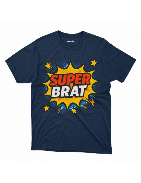 Koszulka Męska "Super brat" Czarna | 100% Bawełna