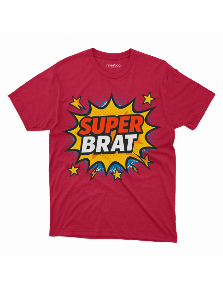 Koszulka Męska "Super brat" Czarna | 100% Bawełna