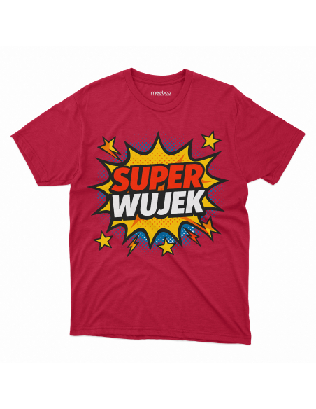 Koszulka Męska "Super wujek" Czarna | 100% Bawełna