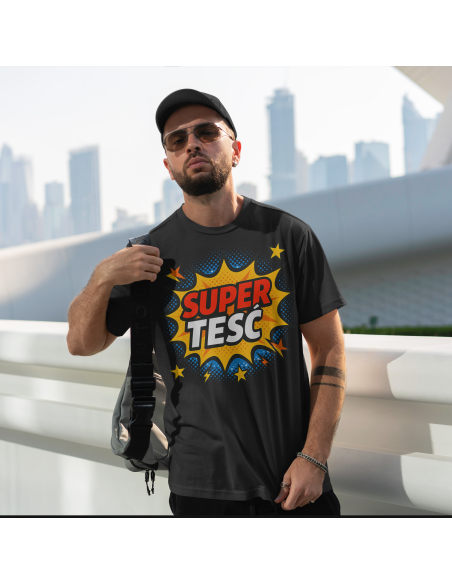 Koszulka Męska "Super teść" Czarna | 100% Bawełna