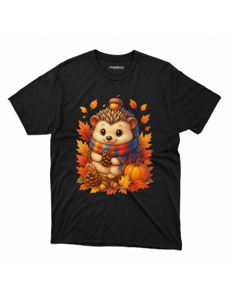 Koszulka Dziecięca "Jesienny jeżyk" Czarna | 100% Bawełna