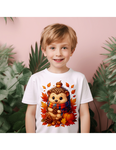 Koszulka Dziecięca "Jesienny jeżyk" Czarna | 100% Bawełna