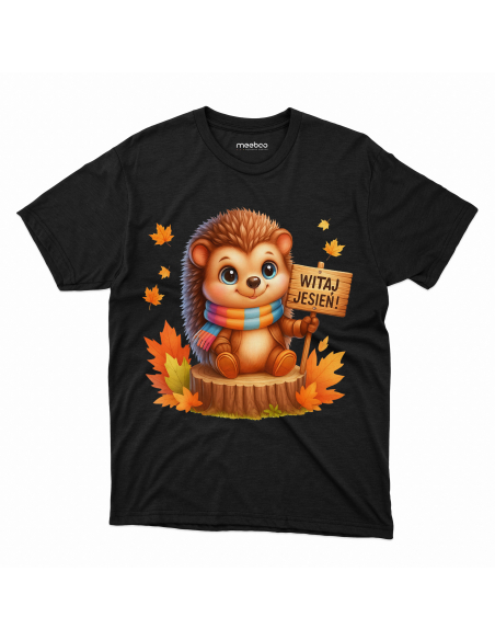 Koszulka Dziecięca "Witaj jesień" Czarna | 100% Bawełna