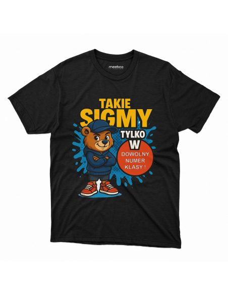 Koszulka Dziecięca "Takie sigmy tylko w + Twój numer" Czarna | 100% Bawełna