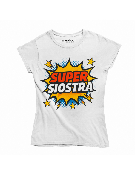 Koszulka Damska "Super siostra" Czarna | 100% Bawełna