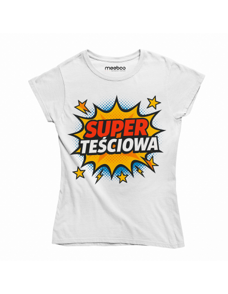 Koszulka Damska "Super teściowa" Czarna | 100% Bawełna