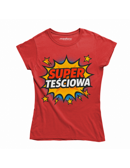 Koszulka Damska "Super teściowa" Czarna | 100% Bawełna