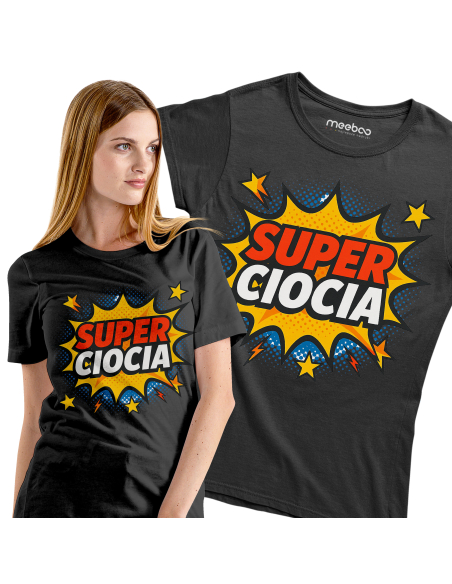 Koszulka Damska "Super ciocia" Czarna | 100% Bawełna