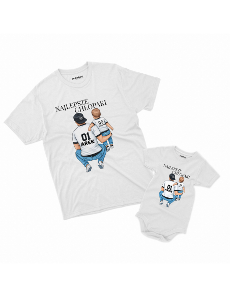 Zestaw koszulka męska + body dziecięce "Najlepsze chłopaki" Czarna | 100% Bawełna