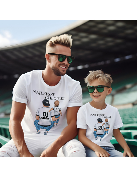 Zestaw koszulka męska + body dziecięce "Najlepsze chłopaki" Czarna | 100% Bawełna