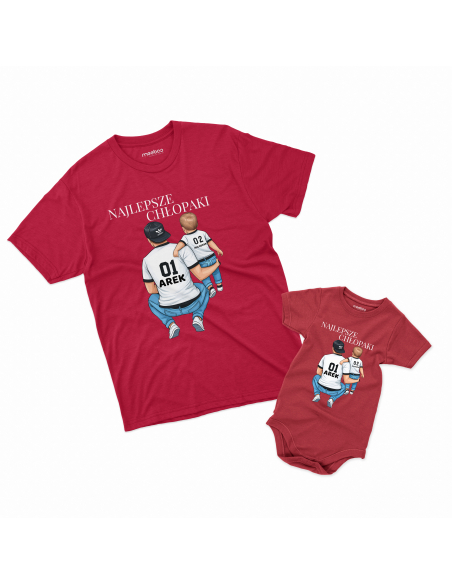 Zestaw koszulka męska + body dziecięce "Najlepsze chłopaki" Czarna | 100% Bawełna