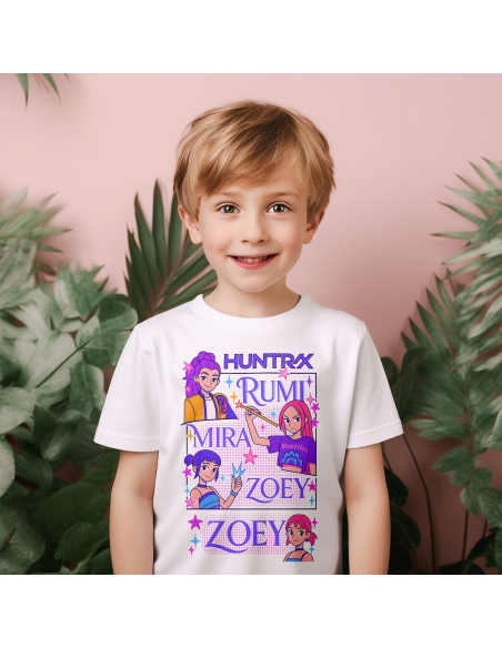 Koszulka Dziecięca dla fanów KPop "HUNTER/X - Rumi, Mira, Zoey" Czarna | 100% Bawełna