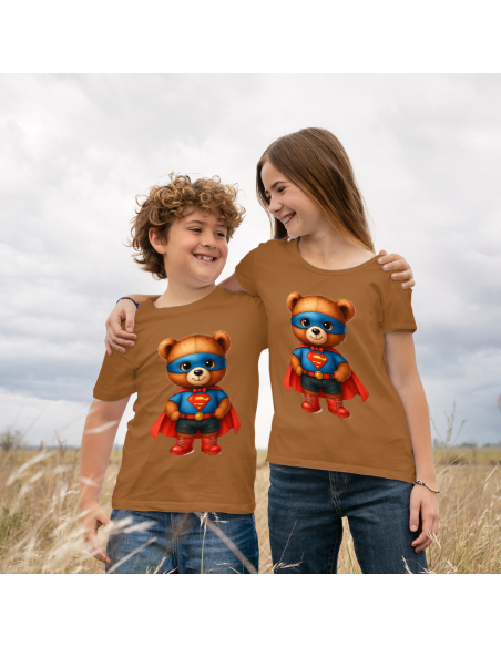 Koszulka Dziecięca "Miś Superman" Czarna | 100% Bawełna