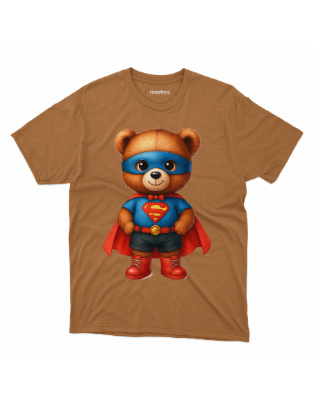 Koszulka Dziecięca "Miś Superman" Czarna | 100% Bawełna