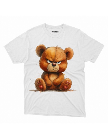 Koszulka Dziecięca "Miś bez humoru" Czarna | 100% Bawełna