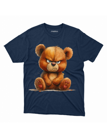 Koszulka Dziecięca "Miś bez humoru" Czarna | 100% Bawełna