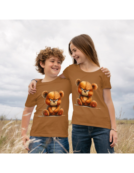 Koszulka Dziecięca "Miś bez humoru" Czarna | 100% Bawełna