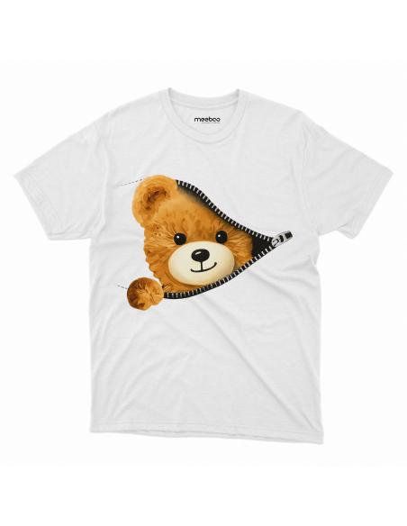 Koszulka Dziecięca "Miś kieszonka" Czarna | 100% Bawełna