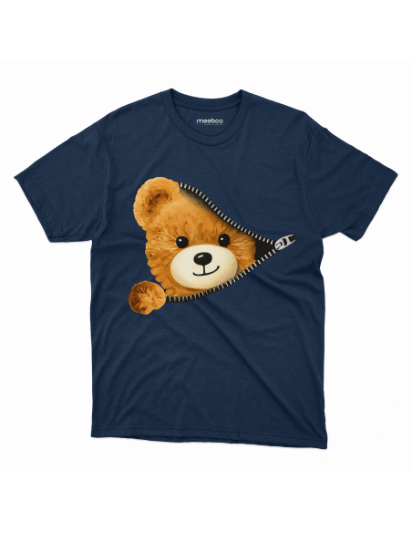 Koszulka Dziecięca "Miś kieszonka" Czarna | 100% Bawełna