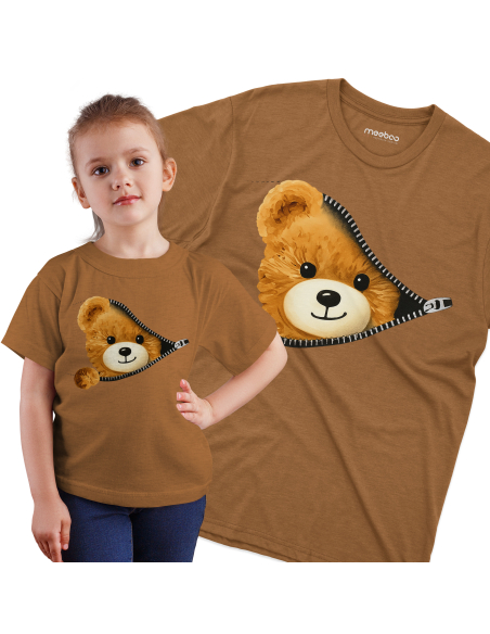 Koszulka Dziecięca "Miś kieszonka" Czarna | 100% Bawełna