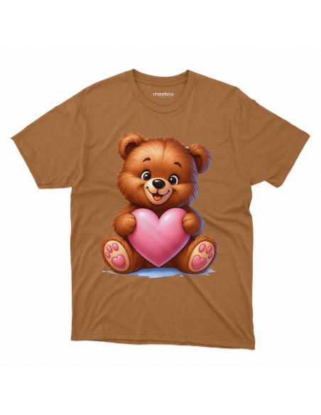 Koszulka Dziecięca "Miś z sercem" Czarna | 100% Bawełna