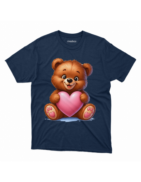 Koszulka Dziecięca "Miś z sercem" Czarna | 100% Bawełna