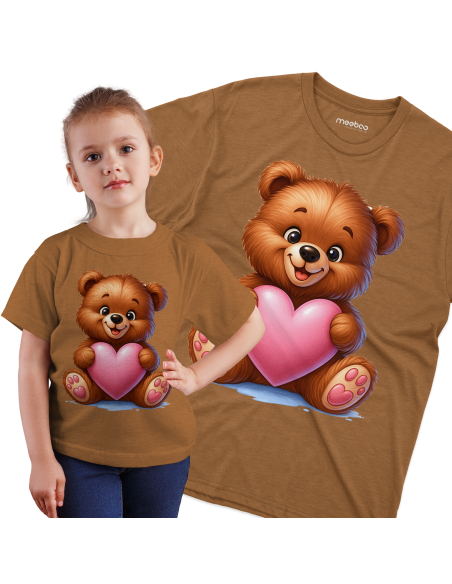 Koszulka Dziecięca "Miś z sercem" Czarna | 100% Bawełna