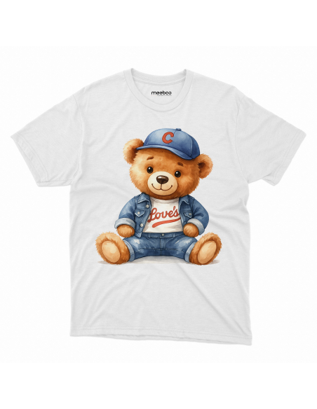 Koszulka Dziecięca "Miś w czapeczce" Czarna | 100% Bawełna