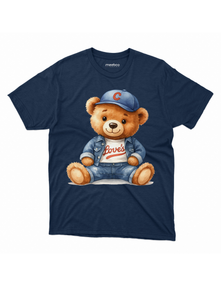 Koszulka Dziecięca "Miś w czapeczce" Czarna | 100% Bawełna