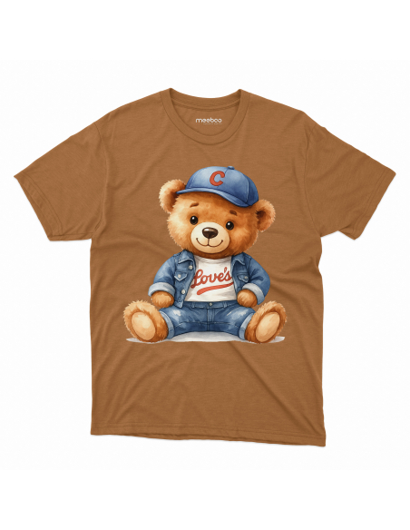 Koszulka Dziecięca "Miś w czapeczce" Czarna | 100% Bawełna