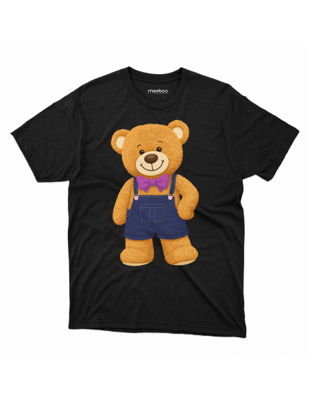 Koszulka Dziecięca "Stojący miś" Czarna | 100% Bawełna