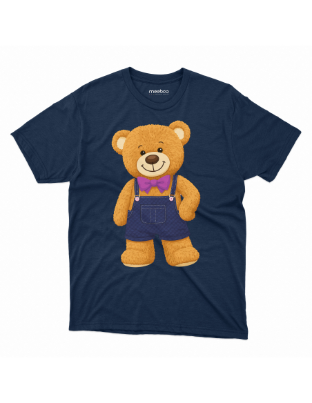 Koszulka Dziecięca "Stojący miś" Czarna | 100% Bawełna