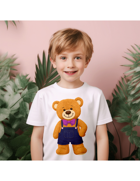 Koszulka Dziecięca "Stojący miś" Czarna | 100% Bawełna