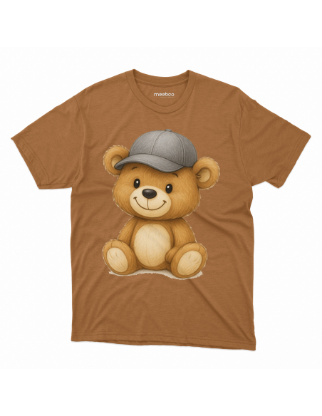 Koszulka Dziecięca "Miś w czapce" Czarna | 100% Bawełna